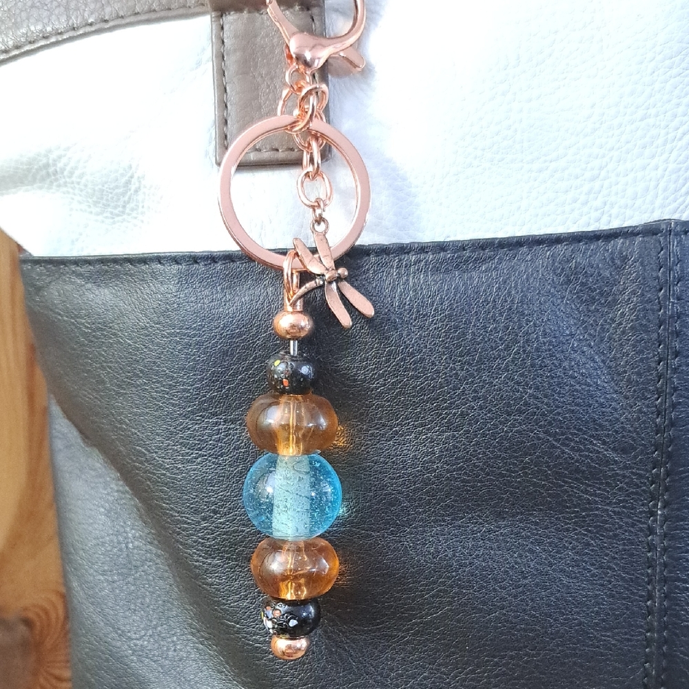 Hand Crafted Bag Purse Tote Jewelry Key Ring Decorative Vintage Jewelry Upcycle